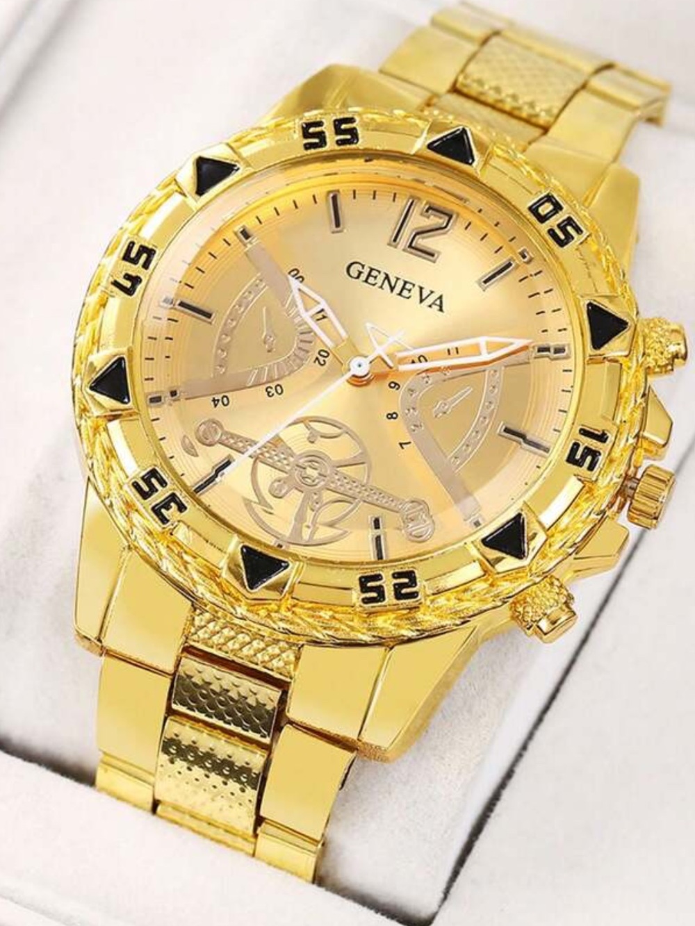 🤍Geneva Men’s Gold-Tone Quartz Chronograph Multi-Dial Watch🤍